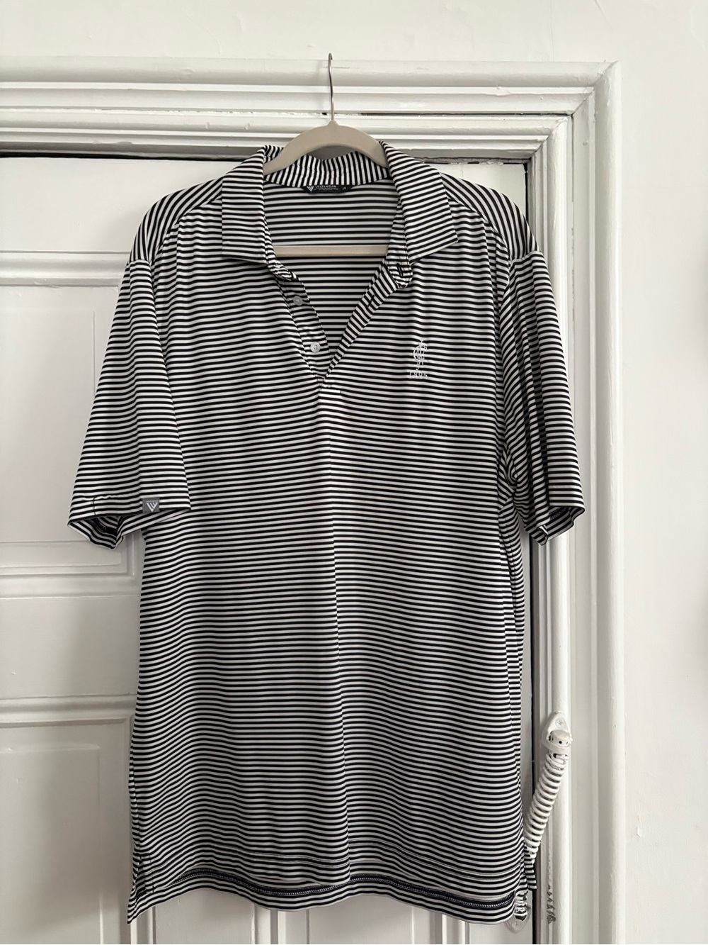 LevelWear Men's Black & White Striped Polo Shirt